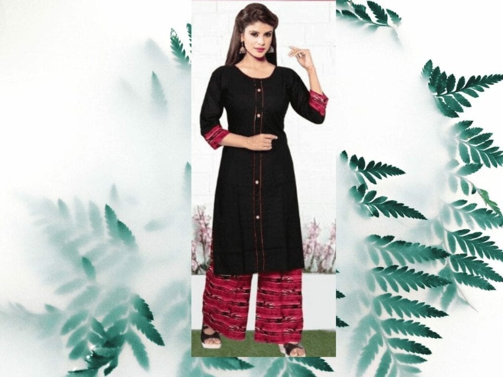 Designer Black Printed Kurti With Pink Skirt, Size: XL at Rs 1500 in Mumbai